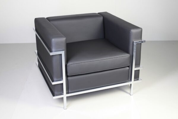 Space Sofa 1 Seater Black Leatherette Upholstered